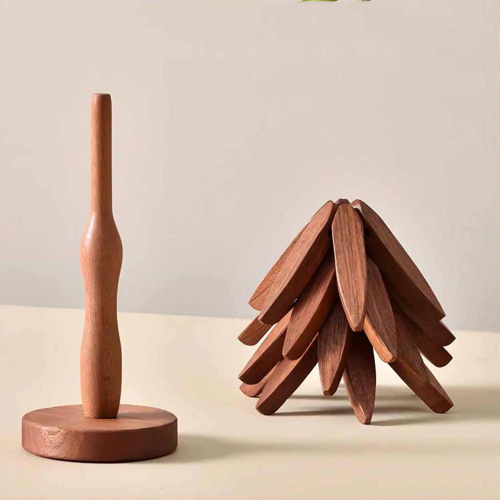 Tree-Shaped Wooden Trivet Set