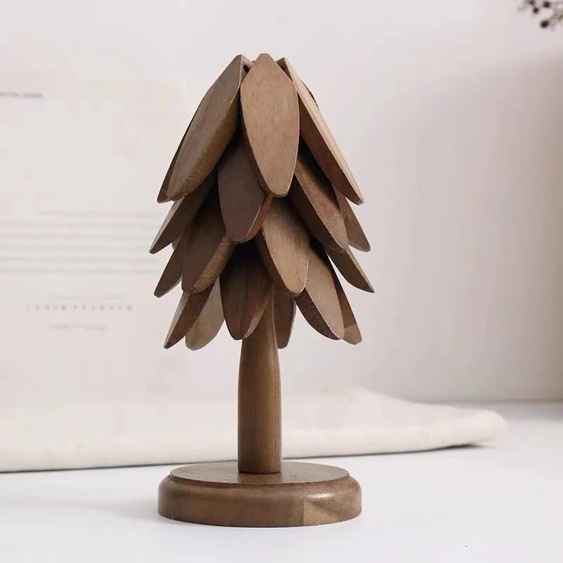 Tree-Shaped Wooden Trivet Set